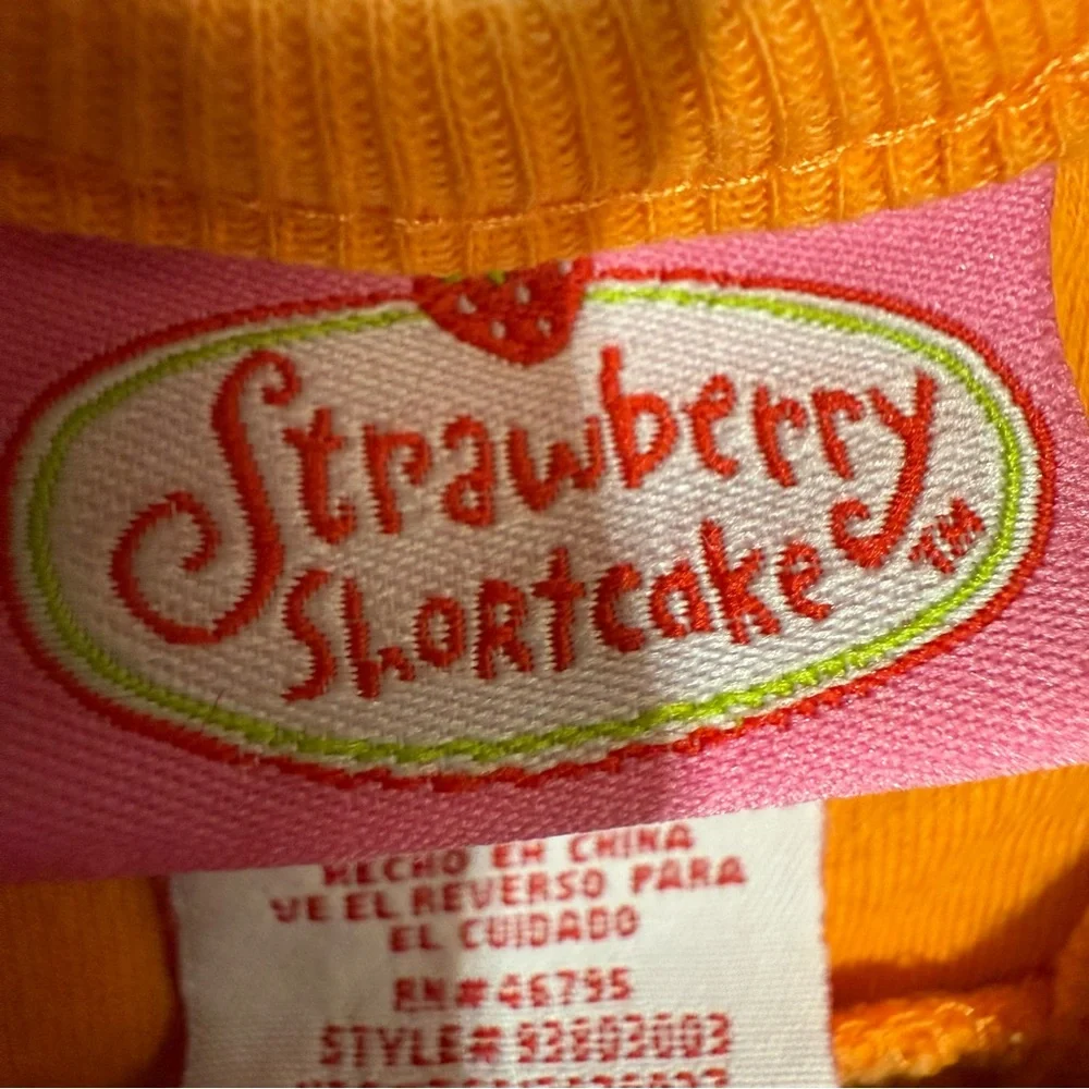 2007 Strawberry Shortcake Vibrant Orange/Pink Baby Romper Embroidered Size 24 Mo
